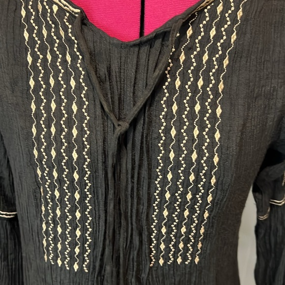 LADIES CRACKER BARREL BLOUSE BLACK/GOLD SZ M - Picture 3 of 5